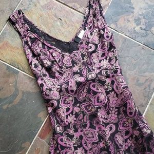 Pink and Black Paisley Dress w Metallic Details